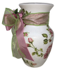 Glass WHITE Vase Decoupaged PINK ROSES and PINK and GREEN BOW AND FLOWER Wedding Decor Shelf Sitter Floral Vase Flower Vase Gift Idea Table Decor Centerpiece Home Decor Cottage Chic Farmhouse Decor Victorian Decor - JAMsCraftCloset