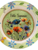 PLATE FLORAL PLASTIC ROUND DECOUPAGED Upcycled Repurposed Wall Art or Shelf Sitter HELLO SUMMER Green Red Blue Floral Home Decor Wall Art Gift WEDDING - JAMsCraftCloset