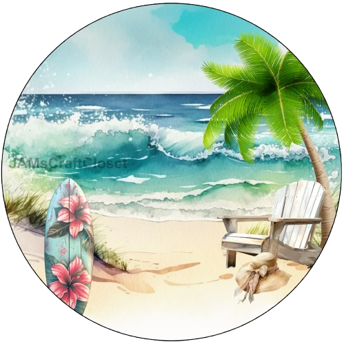 ROUND Digital Graphic Design BEACH SCENE 2 Sublimation PNG SVG Beach House Sign KITCHEN Wall Art Decor Wreath Design Gift Crafters Delight HAPPY CRAFTING {{ JAMsCraftCloset }}