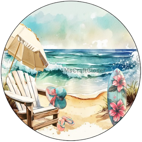 ROUND Digital Graphic Design BEACH SCENE 4 Sublimation PNG SVG Beach House Sign KITCHEN Wall Art Decor Wreath Design Gift Crafters Delight HAPPY CRAFTING {{ JAMsCraftCloset }}