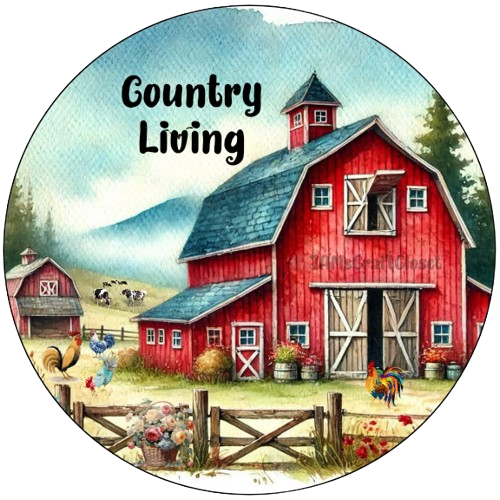 ROUND Digital Graphic Design COUNTRY LIVING Sublimation PNG SVG Country Farmhouse Sign KITCHEN Wall Art Decor Wreath Design Love Gift Crafters Delight HAPPY CRAFTING {{ JAMsCraftCloset }}