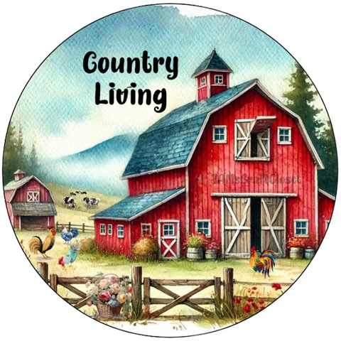 ROUND Digital Graphic Design COUNTRY LIVING Sublimation PNG SVG Country Farmhouse Sign KITCHEN Wall Art Decor Wreath Design Love Gift Crafters Delight HAPPY CRAFTING {{ JAMsCraftCloset }}