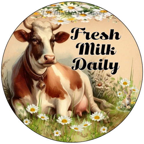 ROUND Digital Graphic Design FRESH MILK DAILY Sublimation PNG SVG Country Farmhouse Sign KITCHEN Wall Art Decor Wreath Design Love Gift Crafters Delight HAPPY CRAFTING {{ JAMsCraftCloset }}