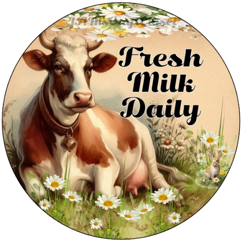 ROUND Digital Graphic Design FRESH MILK DAILY Sublimation PNG SVG Country Farmhouse Sign KITCHEN Wall Art Decor Wreath Design Love Gift Crafters Delight HAPPY CRAFTING - JAMsCraftCloset