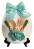 Wood Egg Chenille Bedspread Covered EASTER EGG Wall Art BUNNY IN AQUA Shelf-Sitter Gift Idea Unique Home Holiday Decor - JAMsCraftCloset