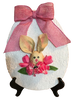 Wood Egg Chenille Bedspread Covered EASTER EGG Wall Art BUNNY IN PINK Shelf-Sitter Gift Idea Unique Home Holiday Decor - JAMsCraftCloset