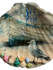 LARGE SCALLOP SEASHELL Aqua Teal LET THE SEA SET YOU FREE- BEACH COASTAL DECOR Wall Art Handmade Hand Painted DECOUPAGED Repurposed Upcycled Gift - JAMsCraftCloset