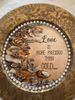 PLATE CHARGER GOLD EMBOSSED FLORAL PLASTIC ROUND DECOUPAGED Upcycled Repurposed Wall Art or Shelf Sitter LOVE IS MORE PRECIOUS THAN GOLD Home Decor Wedding Gift - JAMsCraftCloset