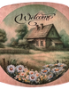 SQUARE Plastic PLATE Farmhouse Country Wall Art Shelf Sitter Decoupage FARMHOUSE DAISIES - WELCOME Handmade Gift Idea Crafters Delight - JAMsCraftCloset