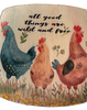 SQUARE Plastic PLATE Farmhouse Country Wall Art Shelf Sitter Decoupage CHICKENS - WILD AND FREE Handmade Gift Idea Crafters Delight - JAMsCraftCloset