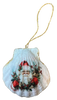 SCALLOP SEASHELL CHRISTMAS ORNAMENT- SANTA SET 3 - BEACH COASTAL DECOR - Handmade Hand Painted DECOUPAGED Repurposed Upcycled Gift SET OF 2 Ornaments {{ JAMsCraftCloset }}