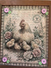 Vintage Wood Frame Decoupaged on Glass - Hen With Chicks Buttons - Shelf Sitter Handmade Country Farm Decor Wall Art Gift - JAMsCraftCloset