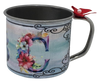 SMALL Tin Cup Decoupaged With Child's Graphic BLOOMING FLORAL With Bow on Handle Gift for Child Nursery Decor Child's Room Decor- JAMsCraftCloset