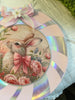 Plastic Round Pink and Silver TRAY Farmhouse Country Easter Decor BUNNY WITH BOW Wall Art HAPPY EASTER Cottage Chic Victorian Decor Handmade Gift Idea &nbsp;- JAMsCraftCloset