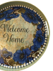 TRAY GREEN METAL ROUND Decoupaged Hand Painted Upcycled Repurposed Wall Art WELCOME HOME Home Decor LOVE Wall Art Gift - JAMsCraftCloset
