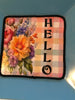 TRAY Pale Blue Plastic Square Decoupaged Hand Painted Upcycled Repurposed Wall Art SPRING FLORAL - HELLO Home Decor Wall Art Gift - JAMsCraftCloset