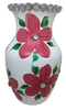Glass WHITE Vase Decoupaged RED SILK FLOWERS HAND PAINTED LEAVES and BLING Wedding Decor Shelf Sitter Floral Vase Flower Vase Gift Idea Table Decor Centerpiece Home Decor Cottage Chic Farmhouse Decor Victorian Decor - JAMsCraftCloset