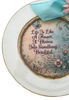 PLATE CHARGER CREAM With Brown Border PLASTIC ROUND DECOUPAGED Upcycled Repurposed Wall Art or Shelf Sitter LIFE IS LIKE A FLOWER Home Decor Gift WEDDING - JAMsCraftCloset