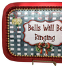 Metal Tray RED - BELLS WILL BE RINGING - HOLIDAY Wall Art Handmade Decoupaged Upcycled Metal Tray Gift - JAMsCraftCloset