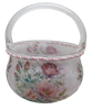 Glass BASKET Decoupaged PINK ROSES Wedding Decor Shelf Sitter Basket Shabby Chic Victorian BoHo Home Decor Gift Idea - JAMsCraftCloset