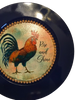PLATE CHARGER NAVY BLUE PLASTIC ROUND DECOUPAGED Upcycled Repurposed Wall Art or Shelf Sitter RISE AND SHINE ROOSTER Decor Kitchen Decor Home Decor Wall Art Gift WEDDING - JAMsCraftCloset