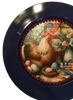PLATE CHARGER NAVY BLUE PLASTIC ROUND DECOUPAGED Upcycled Repurposed Wall Art or Shelf Sitter HEN WITH EGGS 4TH OF JULY Decor Kitchen Decor Home Decor Wall Art Gift WEDDING - JAMsCraftCloset