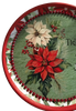 TRAY RED RED GREEN PLASTIC ROUND Decoupaged Hand Painted Upcycled Repurposed POINSETTIAS - TIDINGS OF JOY Home Decor Christmas Wall Art Shelf Sitter Gift - JAMsCraftCloset