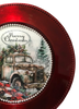Ruby Red CHARGER PLATE Christmas Holiday Wall Art OLD TRUCK MERRY CHRISTMAS Country Farmhouse Home Holiday Decor Handmade Decoupaged Gift Idea Crafters Delight - JAMsCraftCloset