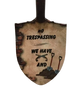 Decoupaged Short-Handled Garden Shovel NO TRESPASSING - WE HAVE GUNS AND SHOVELS - Gift Idea MANCAVE or MAN CAVE Decor Wall Door Art - JAMsCraftCloset