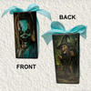 GLASS RECTANGLE BLOCK Halloween Decor Shelf Sitter Hand Painted Decoupaged BLUE WITCH - ROOT WITCH - REVERSIBLE Aqua Bow Gift Idea - JAMsCraftCloset