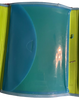 Vintage Lime Green and Aqua Trimmed Soft Plastic tri-fold Portfolio With File Folder Section - Document Pocket - Pen Holders - 2 Smaller Pockets - Pre-Owned - JAMsCraftCloset