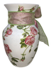 Glass WHITE Vase Decoupaged PINK ROSES and PINK and GREEN BOW AND FLOWER Wedding Decor Shelf Sitter Floral Vase Flower Vase Gift Idea Table Decor Centerpiece Home Decor Cottage Chic Farmhouse Decor Victorian Decor - JAMsCraftCloset