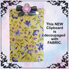 Clipboard Vintage Upcycled Handcrafted Shabby Chic Yellow With Blue and Purple Flowers FABRIC Design Gift Idea Unique Unique for Teacher, Secretary, or Student - JAMsCraftCloset