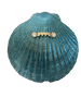 LARGE SCALLOP SEASHELL Aqua Teal LET THE SEA SET YOU FREE- BEACH COASTAL DECOR Wall Art Handmade Hand Painted DECOUPAGED Repurposed Upcycled Gift - JAMsCraftCloset