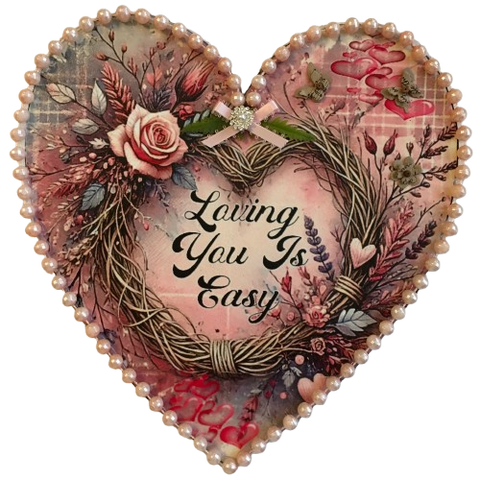 Heart Wooden Farmhouse Country Wall Art LOVING YOU IS EASY Handmade Gift Idea Crafters Delight {{ JAMsCraftCloset }}