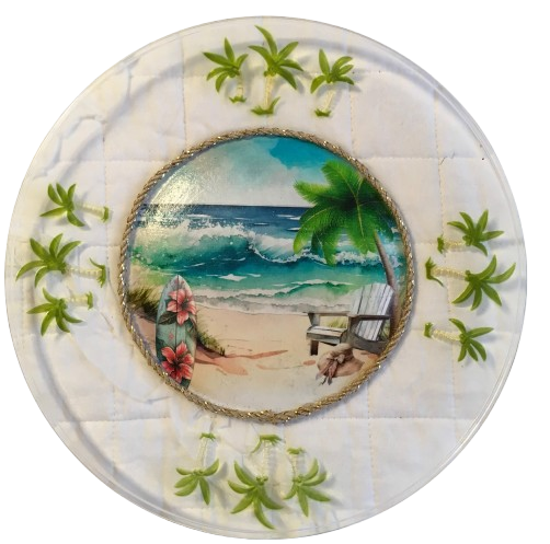 Dollar Tree CLEAR ROUND Plastic PLATE Beach Scene 2 Wall Art Design Handmade Home Decor Gift Idea Crafters Delight {{ JAMsCraftCloset }}