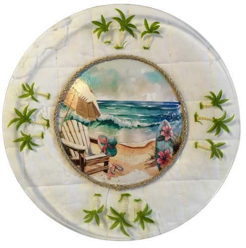 Dollar Tree CLEAR ROUND Plastic PLATE Beach Scene 4 Wall Art Design Handmade Home Decor Gift Idea Crafters Delight {{ JAMsCraftCloset }}