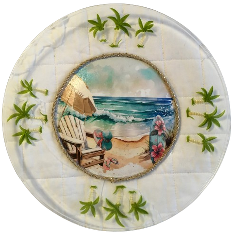 Dollar Tree CLEAR ROUND Plastic PLATE Beach Scene 4 Wall Art Design Handmade Home Decor Gift Idea Crafters Delight {{ JAMsCraftCloset }}