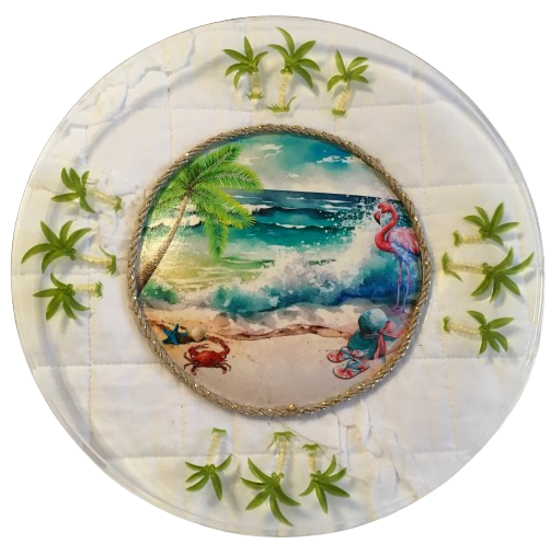 Dollar Tree CLEAR ROUND Plastic PLATE Beach Scene 3 Wall Art Design Handmade Home Decor Gift Idea Crafters Delight {{ JAMsCraftCloset }}