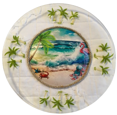 Dollar Tree CLEAR ROUND Plastic PLATE Beach Scene 3 Wall Art Design Handmade Home Decor Gift Idea Crafters Delight {{ JAMsCraftCloset }}