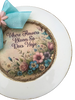 PLATE CHARGER CREAM With Brown Border PLASTIC ROUND DECOUPAGED Upcycled Repurposed Wall Art or Shelf Sitter WHERE FLOWERS BLOOM SO DOES HOPE Home Decor Gift WEDDING - JAMsCraftCloset