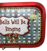 Metal Tray RED - BELLS WILL BE RINGING - HOLIDAY Wall Art Handmade Decoupaged Upcycled Metal Tray Gift - JAMsCraftCloset