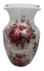 Glass VASE Decoupaged RED and PINK ROSES Wedding Decor Shelf Sitter Vase Shabby Chic Victorian BoHo Decor Gift Idea - JAMsCraftCloset