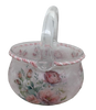 Glass BASKET Decoupaged PINK ROSES Wedding Decor Shelf Sitter Basket Shabby Chic Victorian BoHo Home Decor Gift Idea - JAMsCraftCloset