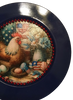 PLATE CHARGER NAVY BLUE PLASTIC ROUND DECOUPAGED Upcycled Repurposed Wall Art or Shelf Sitter HEN WITH EGGS 4TH OF JULY Decor Kitchen Decor Home Decor Wall Art Gift WEDDING - JAMsCraftCloset