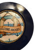 PLATE CHARGER NAVY BLUE PLASTIC ROUND DECOUPAGED Upcycled Repurposed Wall Art or Shelf Sitter WELCOME ABOARD Boat Decor Kitchen Decor Home Decor Wall Art Gift WEDDING - JAMsCraftCloset