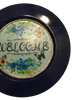 PLATE CHARGER NAVY BLUE PLASTIC ROUND DECOUPAGED Upcycled Repurposed Wall Art or Shelf Sitter WELCOME Decor Kitchen Decor Home Decor Wall Art Gift WEDDING - JAMsCraftCloset