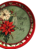 TRAY RED RED GREEN PLASTIC ROUND Decoupaged Hand Painted Upcycled Repurposed POINSETTIAS - TIDINGS OF JOY Home Decor Christmas Wall Art Shelf Sitter Gift - JAMsCraftCloset