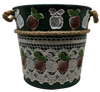 Galvanized Metal Round Bucket-Pail Decoupaged Lace APPLE Design Rope Handles and Bow Farmhouse Country KITCHEN Wall Art or Shelf Sitter Handmade Storage Gift Idea &nbsp;- JAMsCraftCloset