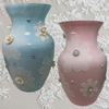 Glass VASES PINK and Blue Decoupaged LACE and BLING Wedding Decor Shelf Sitter Lace Vase Shabby Chic Victorian BoHo Decor Gift Idea - JAMsCraftCloset